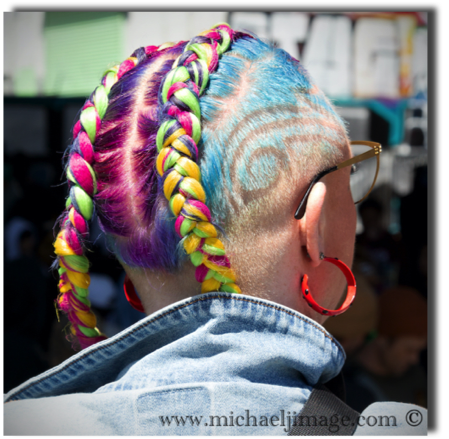 "technicolor tresses"
under the bridge skate park. duboce ave.